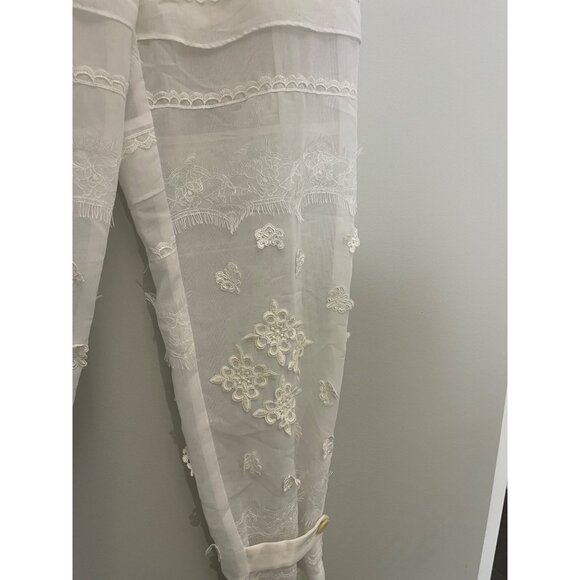 Sacai Womens Embroidered Sheer Lace Pants With Button Details Size 1 White - Picture 6 of 11